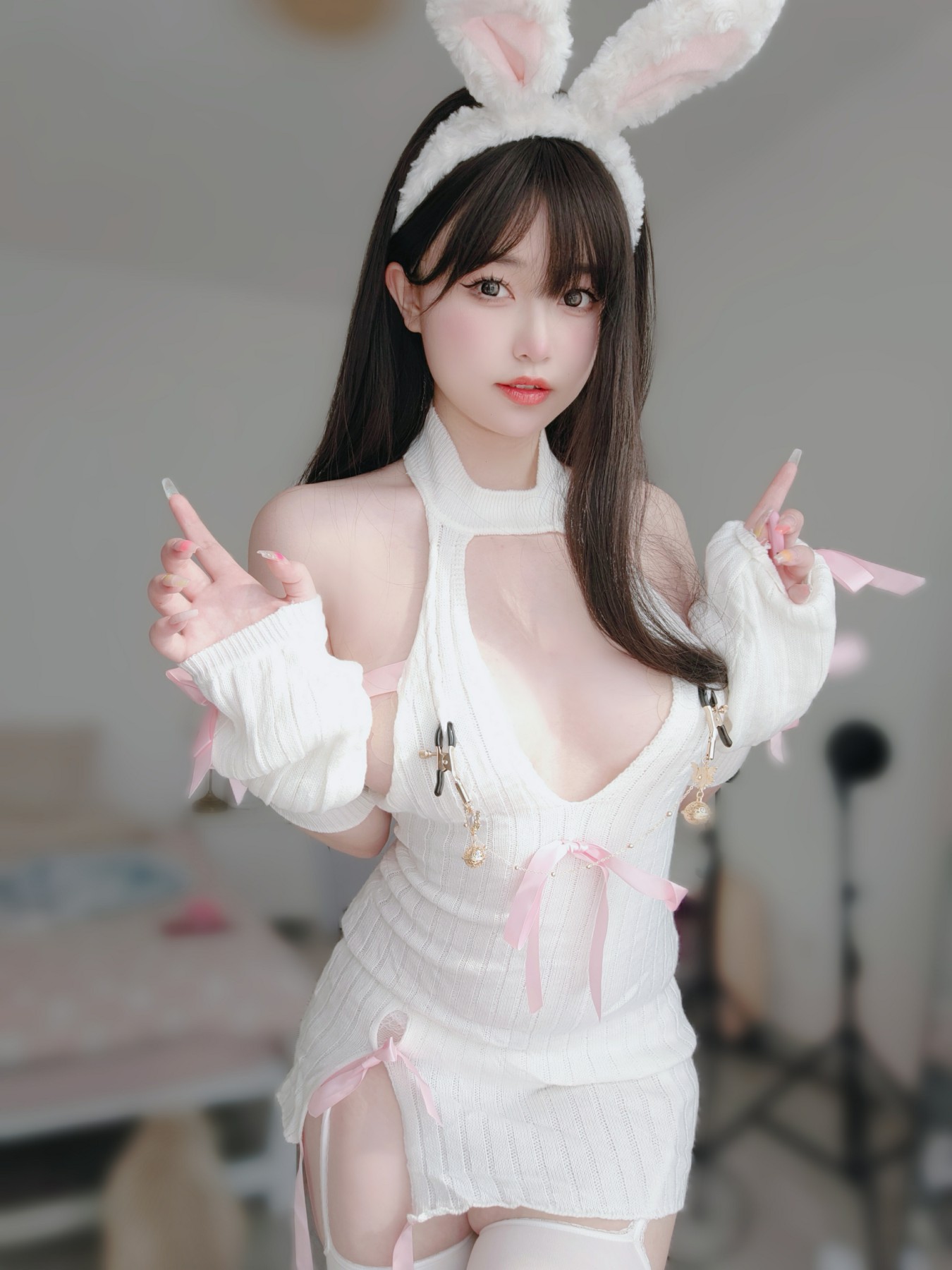 [COSPLAY]女主K – 白丝兔女郎