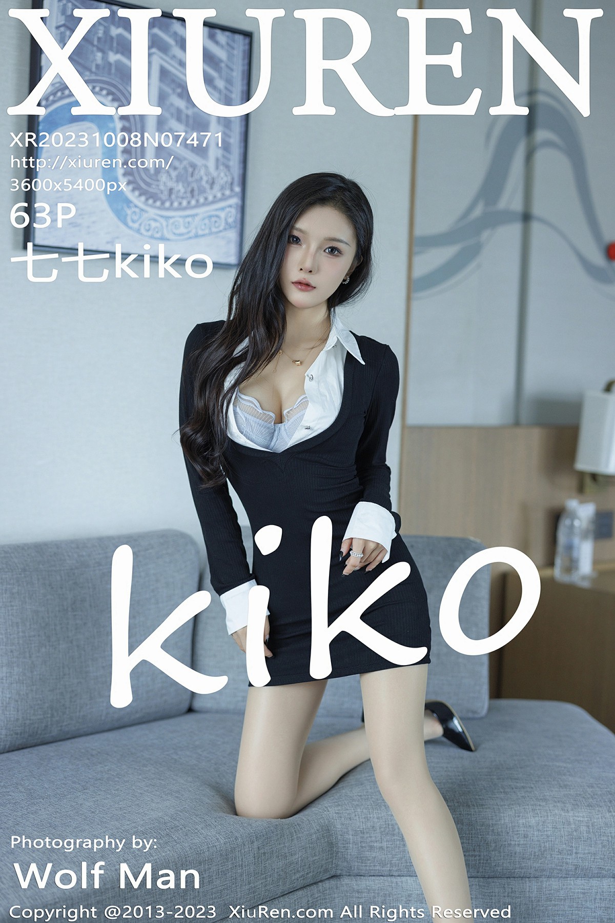 [XiuRen秀人网] 2023.10.08 No.7471 七七kiko 黑色连衣短裙 淡蓝色内衣 性感写真 [63+1P]
