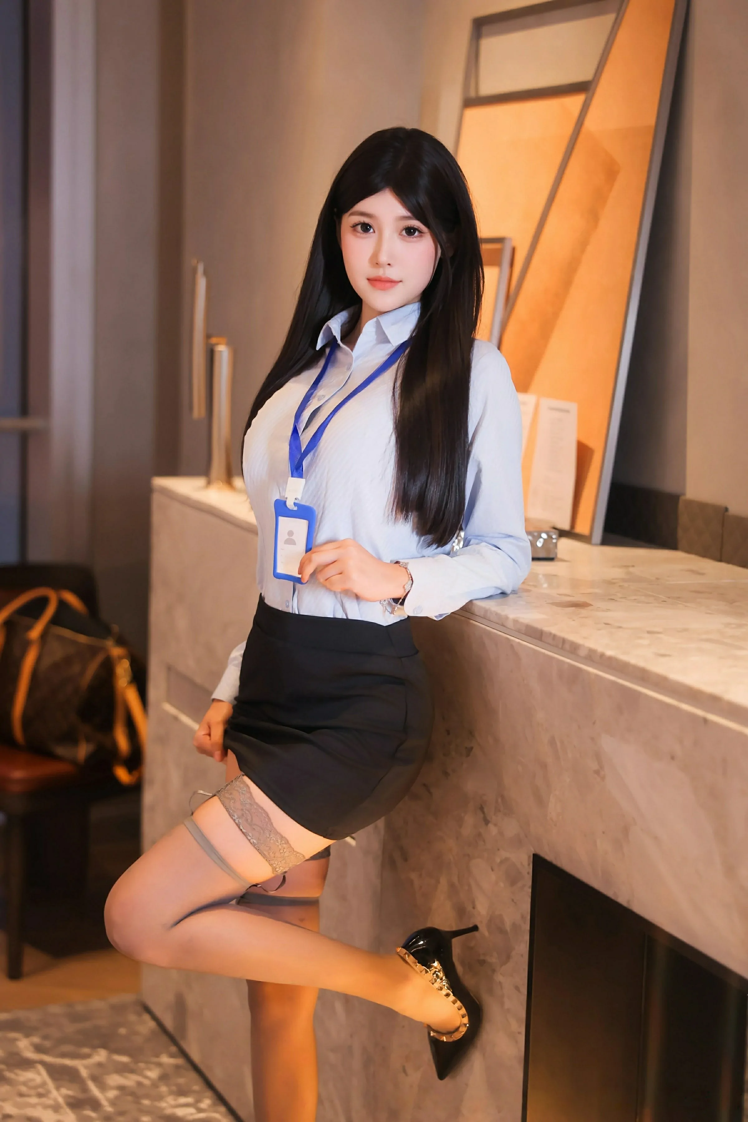 [XiuRen秀人网] 2025.06.20 No.10440 余安安 蓝色OL服饰 灰色丝袜 性感写真 [69+1P]