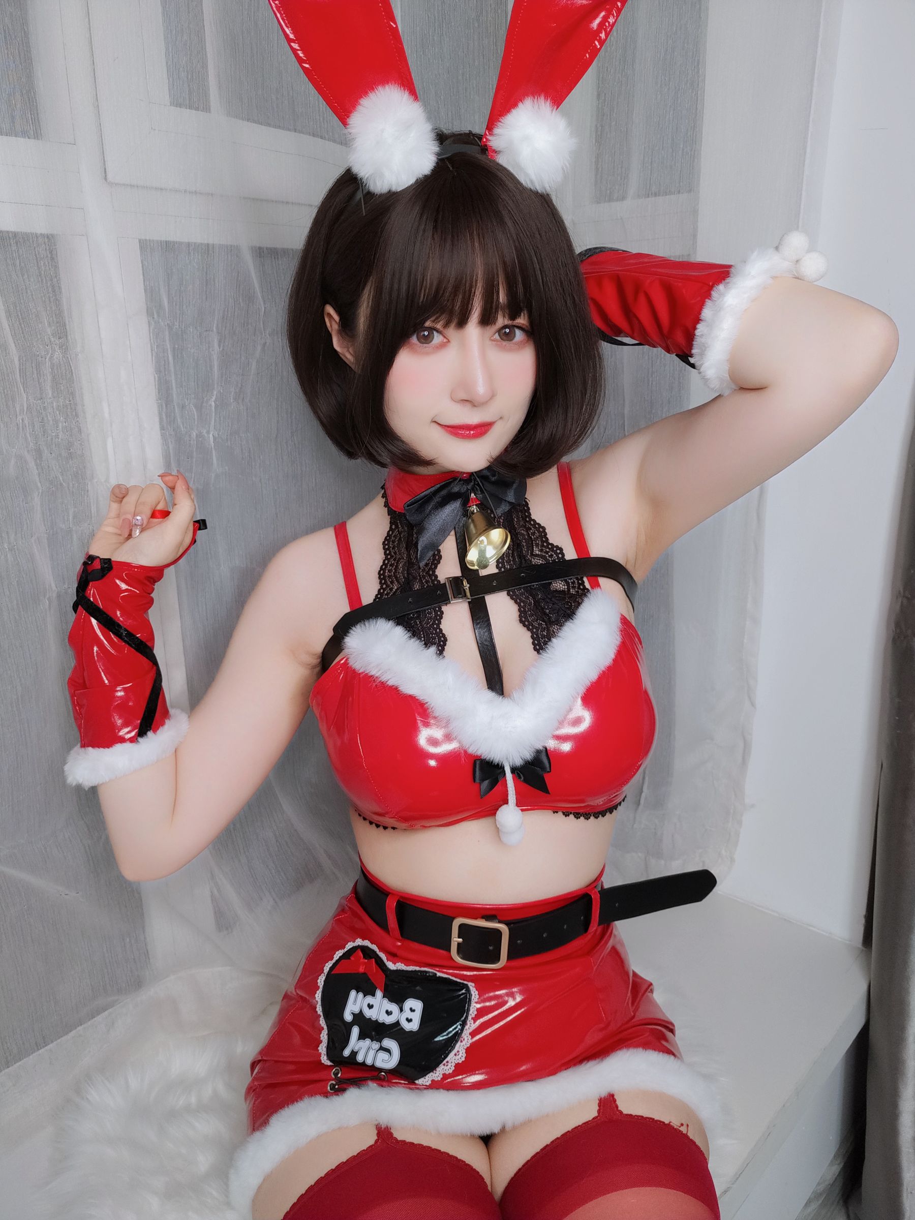 [COSPLAY] Coser小姐姐白银 – Christmas Bunny