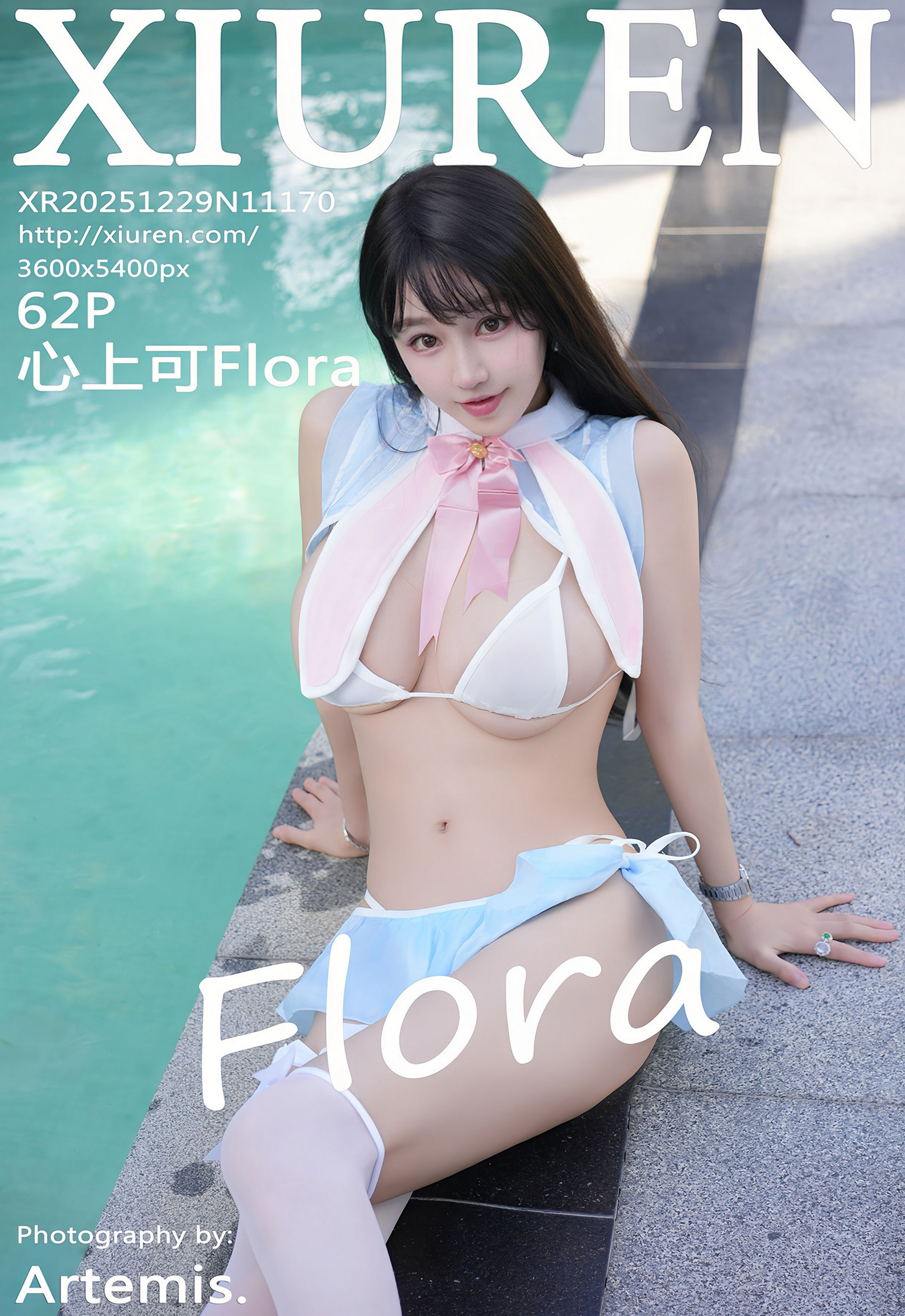 [XiuRen秀人网] 2025.12.29 No.11170 心上可Flora 蓝色泳衣 白色丝袜 性感写真 [62+1P]