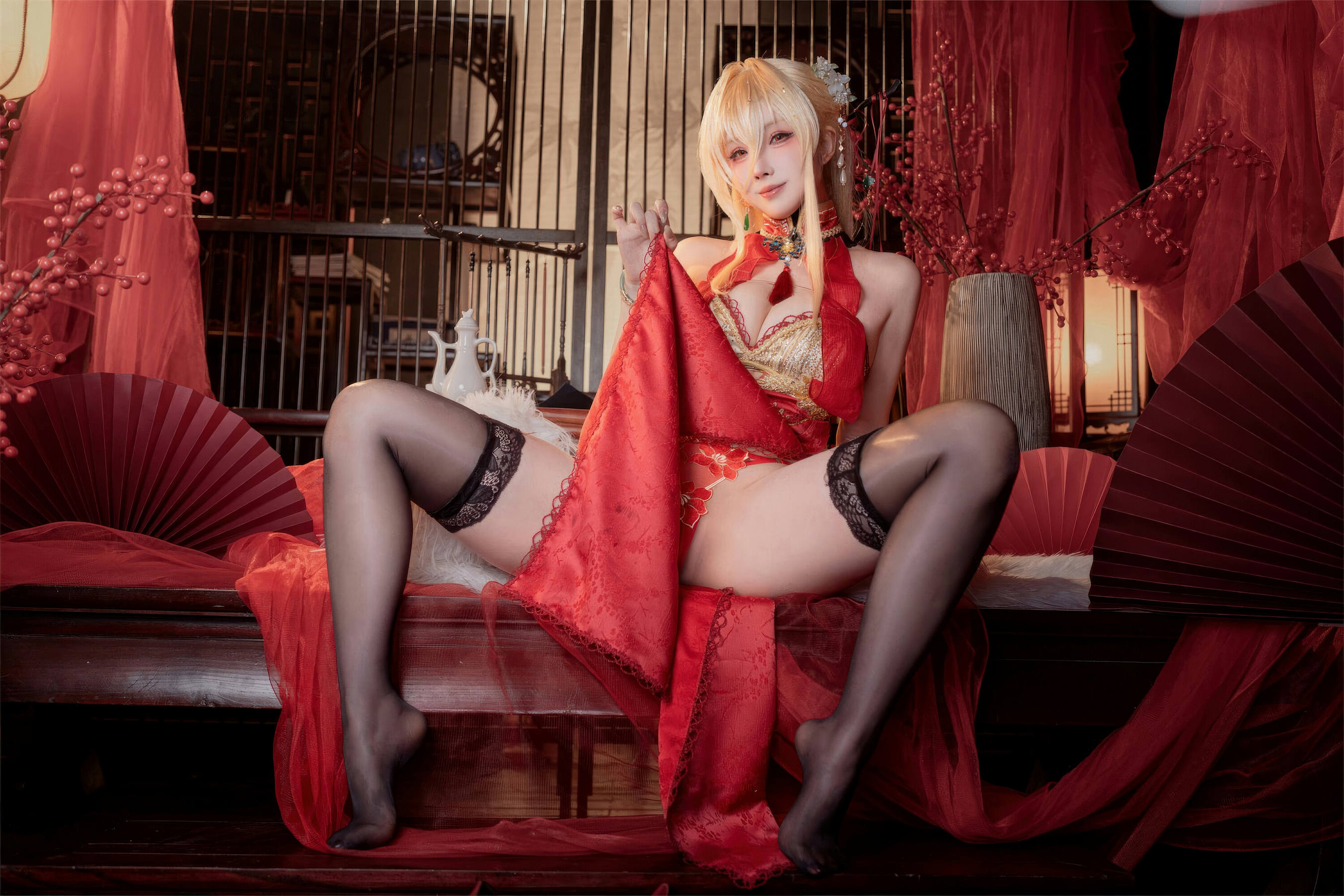 [COSPLAY]rioko凉凉子 – 碧蓝航线 怨仇 旗袍 杯盏盈芳华
