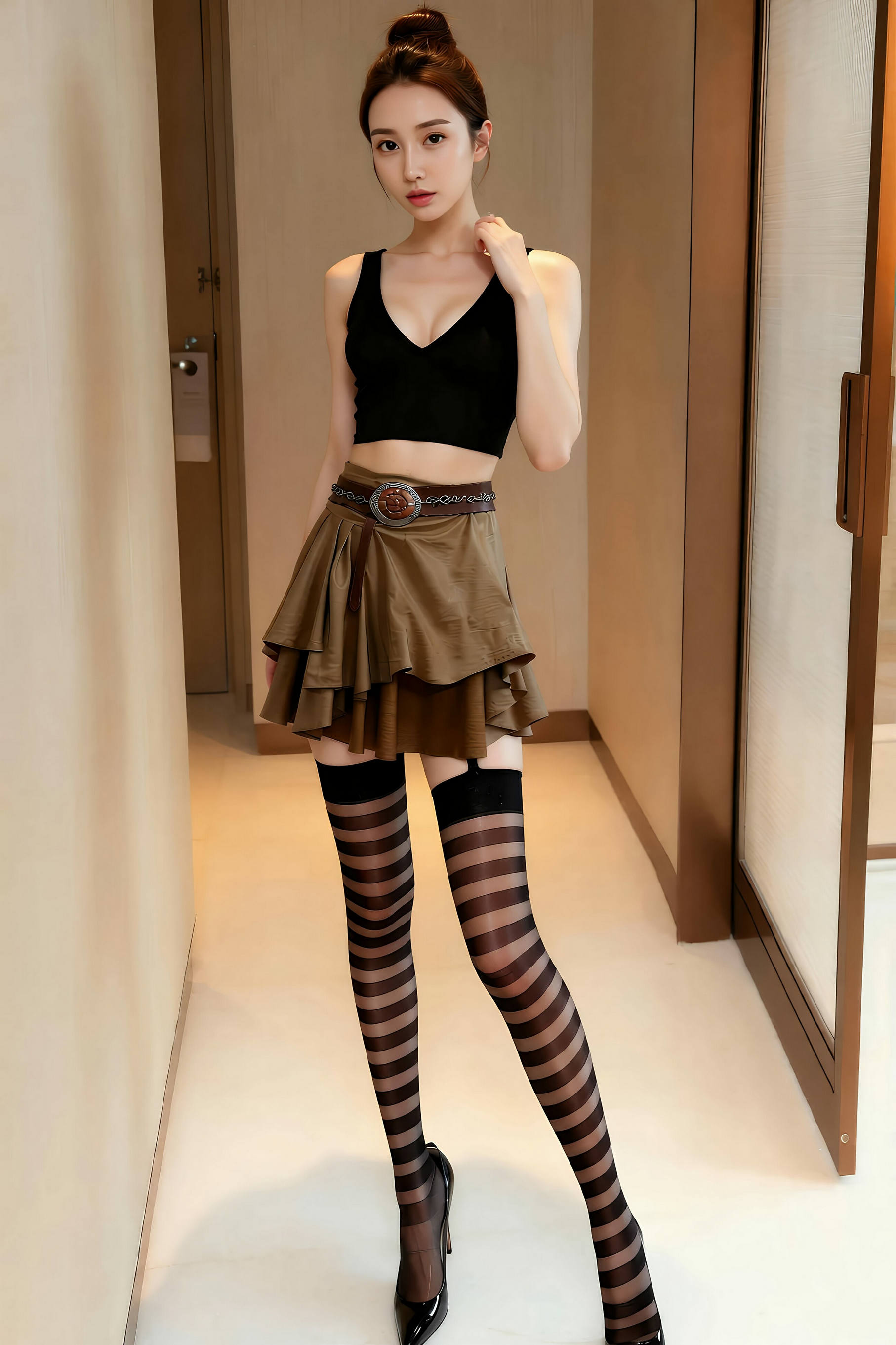 [AiGirl] 茗梓 条纹网袜 [86P]