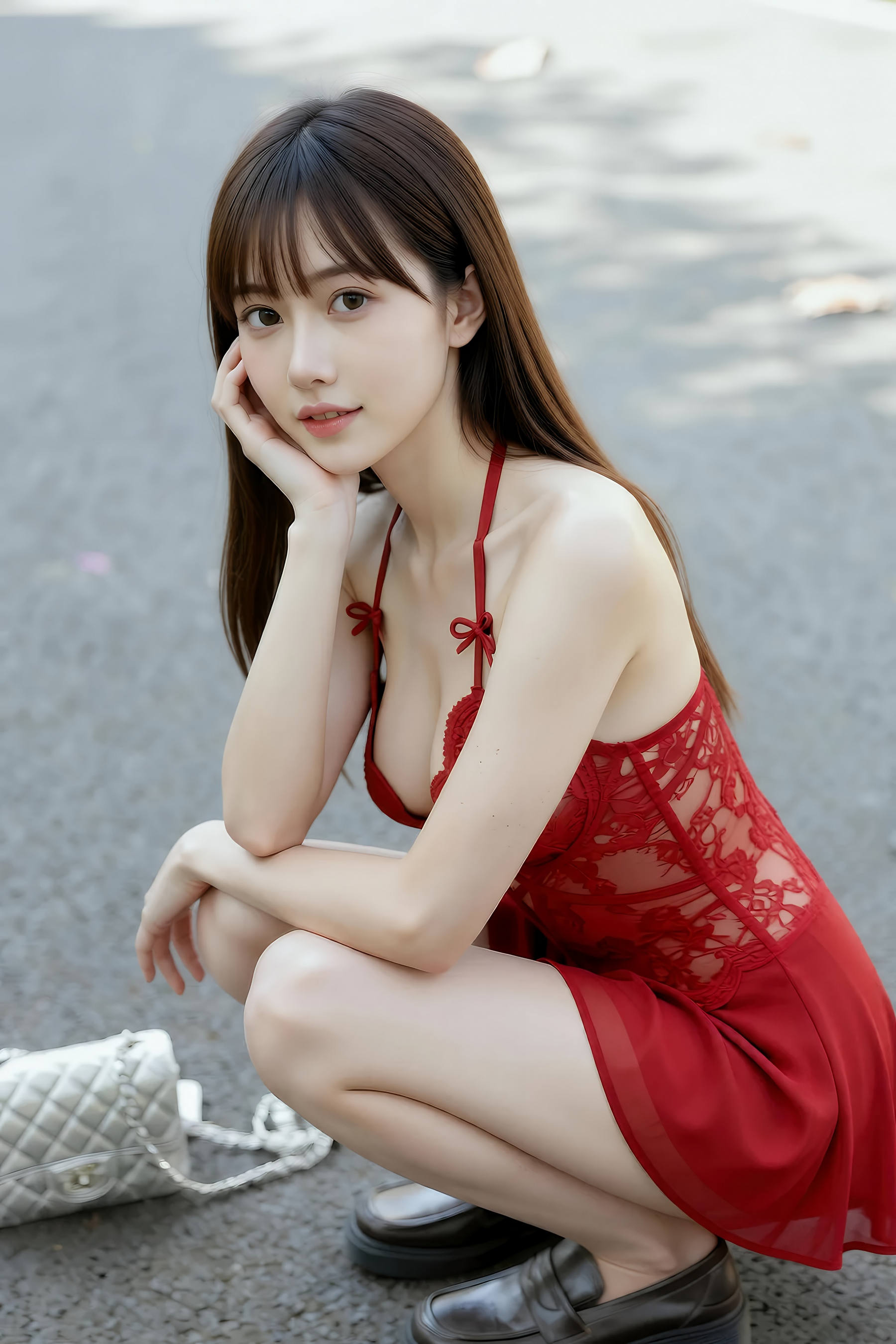 [AiGirl] 婉婉 红色吊带裙 [78P]
