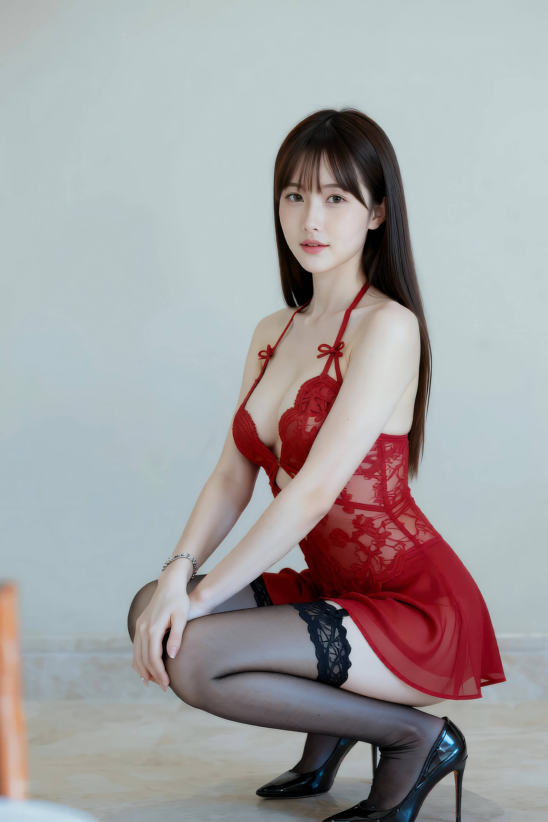 [AiGirl] 婉婉 红色吊带裙 [78P]