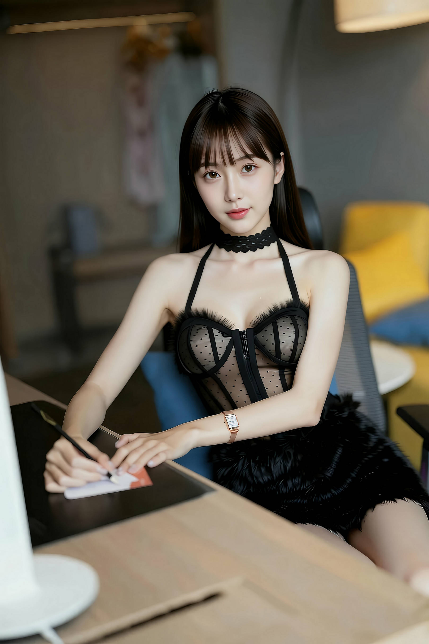 [AiGirl] 婉婉 条纹蕾丝 [85P]